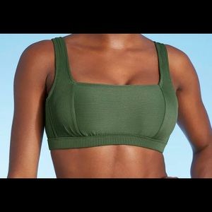 Kona Sol Women's Soft Ribbed Square Neck Bikini Top - D/DD